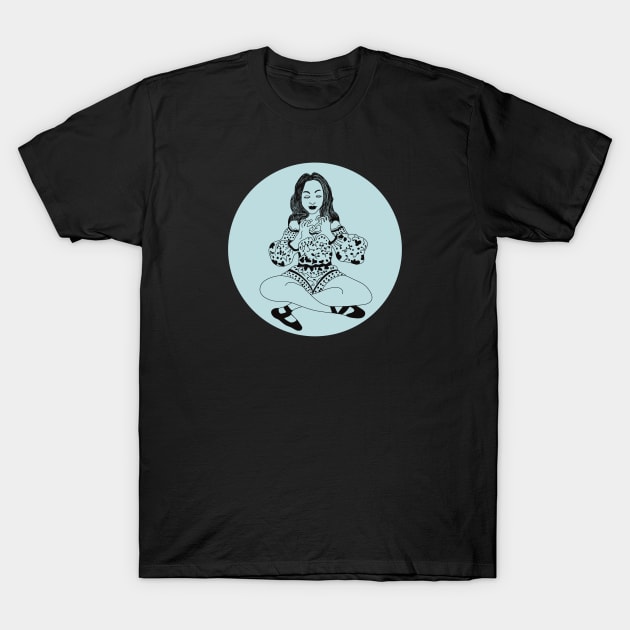 Yoga girl heart hands T-Shirt by Janpaints